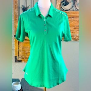 NWT Adidas Green White Dot Athletic GolfCore Tennis Pickleball Polo Shirt Sz M